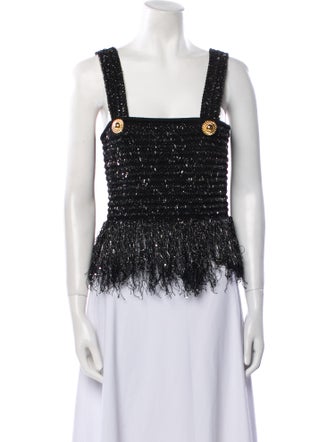 Balmain Tweed Square Neckline Crop Top