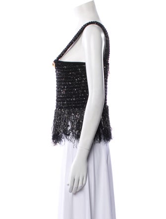 Balmain Tweed Square Neckline Crop Top