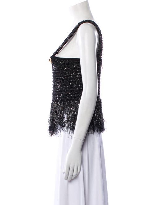 Balmain Tweed Square Neckline Crop Top