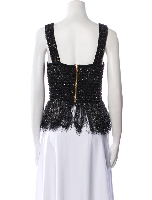 Balmain Tweed Square Neckline Crop Top