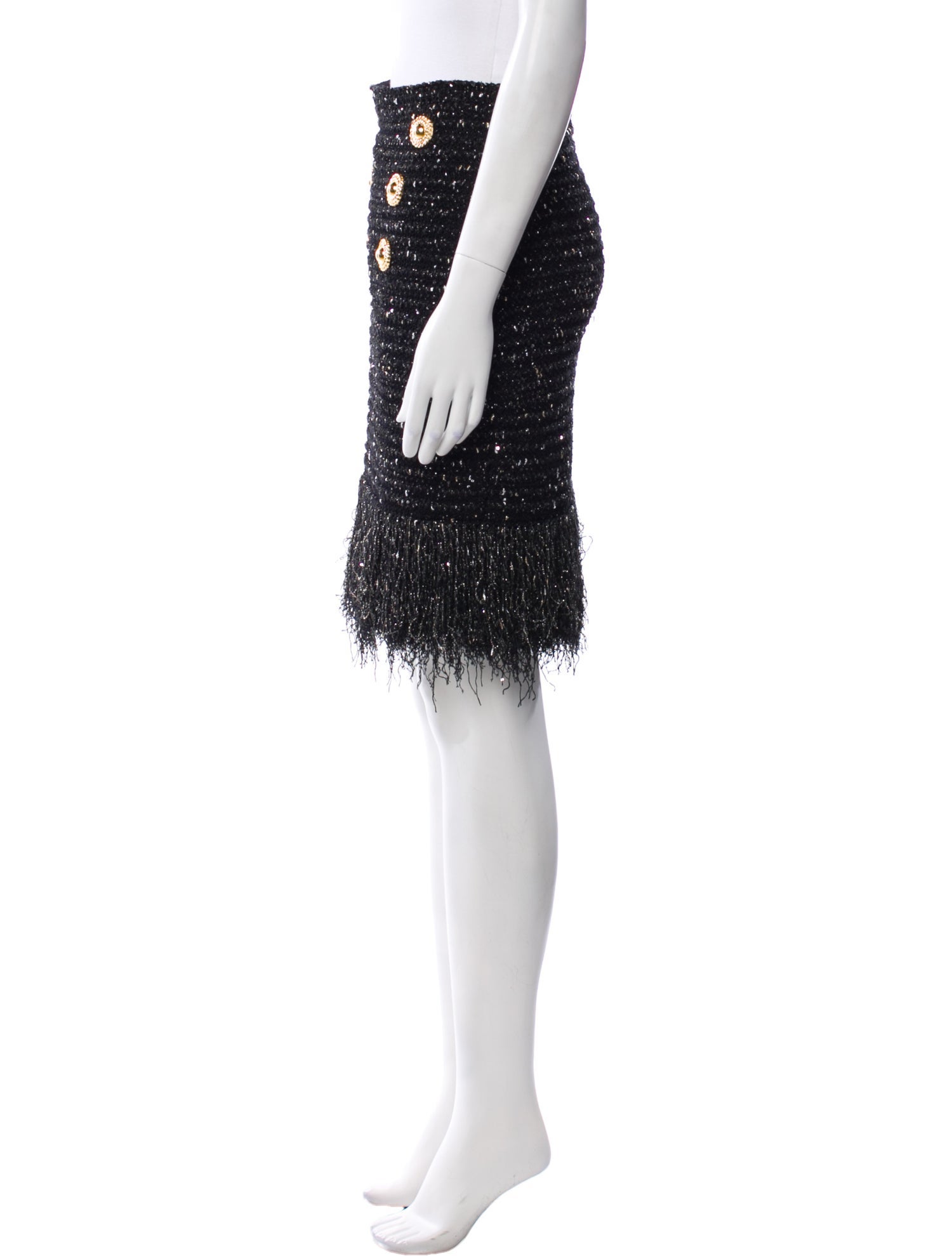 Balmain Tweed Pattern Knee-Length Skirt