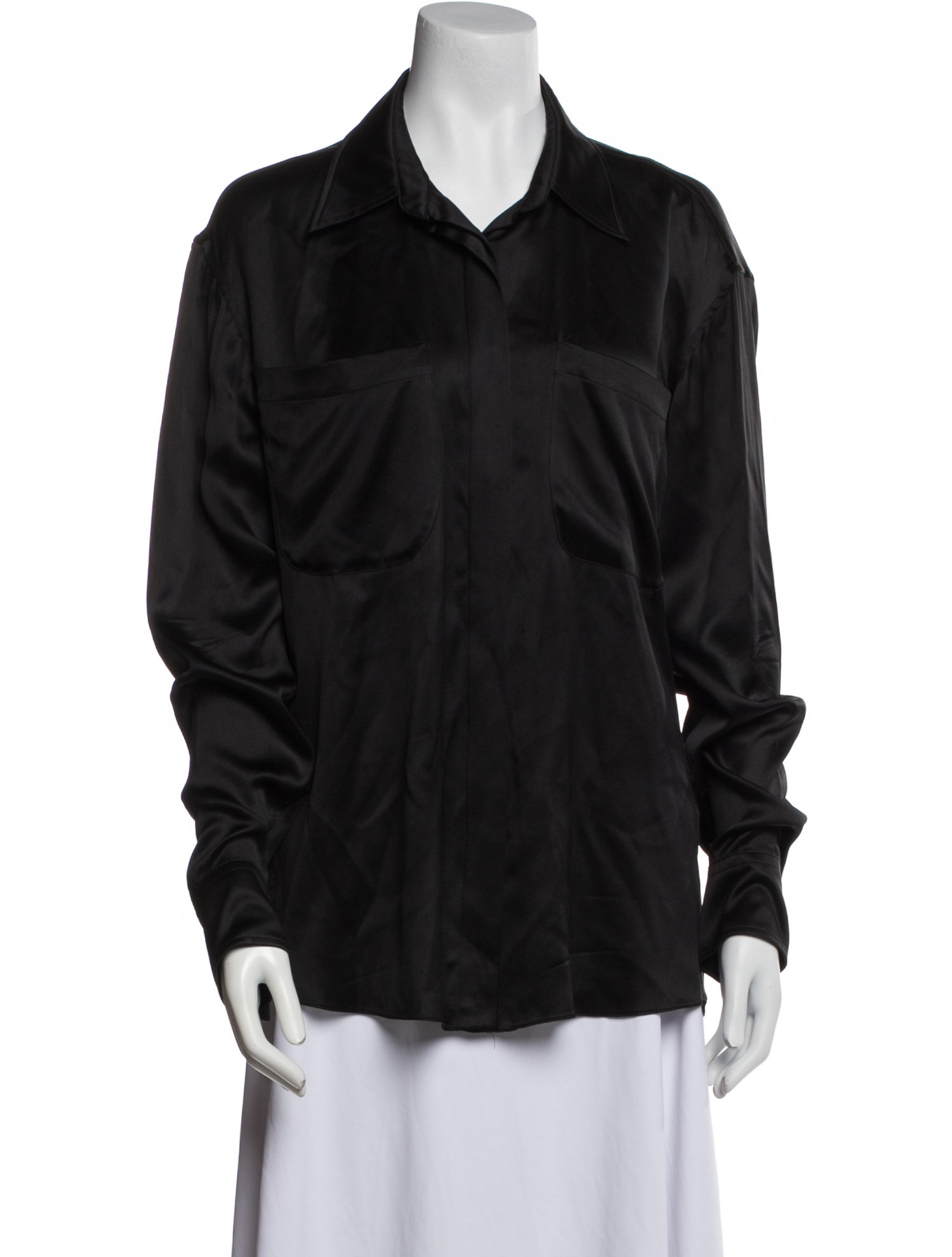 Balmain Silk Long Sleeve Button-Up Top
