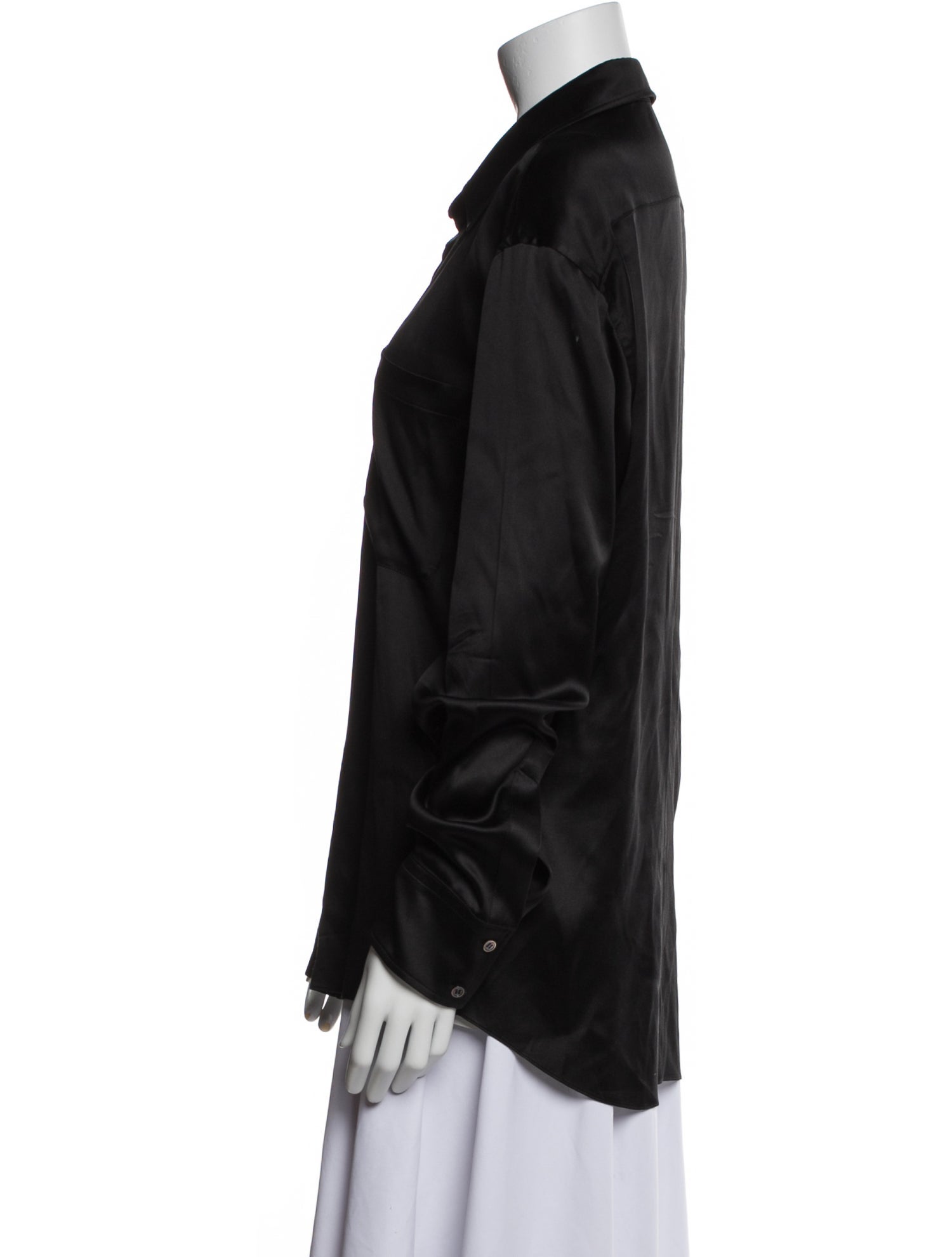 Balmain Silk Long Sleeve Button-Up Top