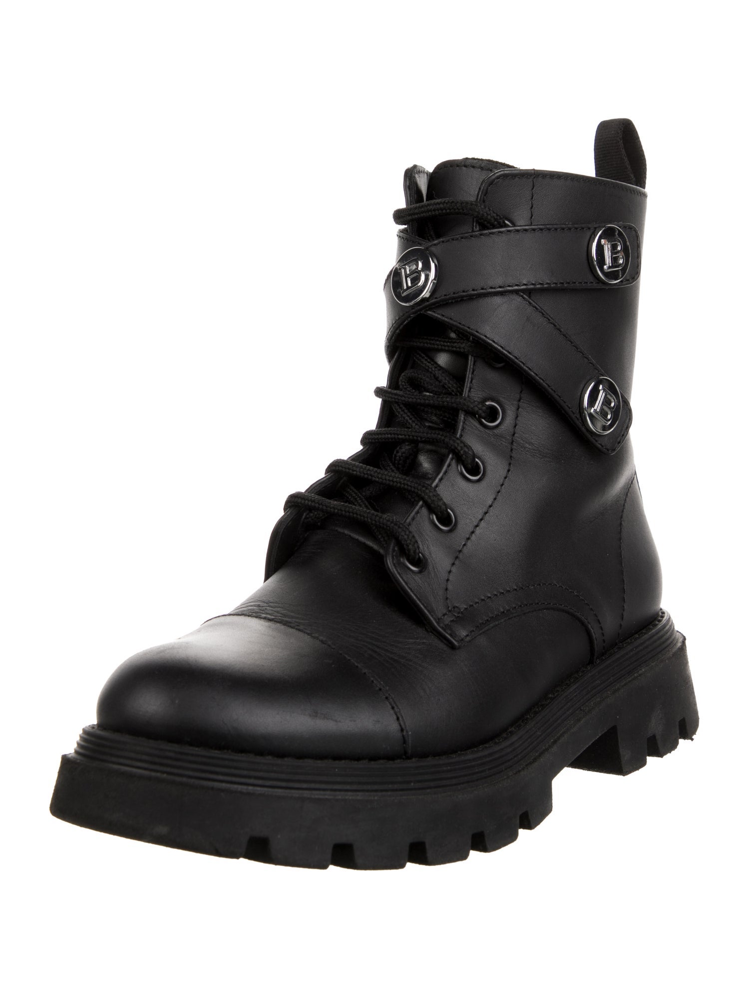 Balmain Kids' Leather Combat Boots