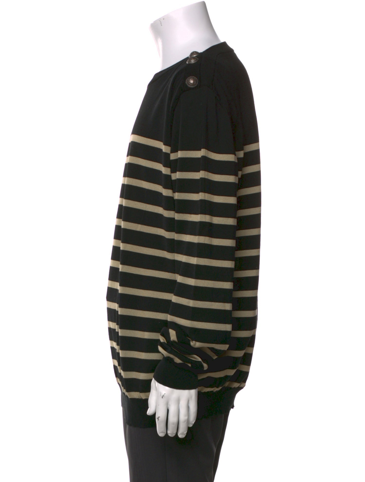 Balmain Striped Scoop Neck Pullover