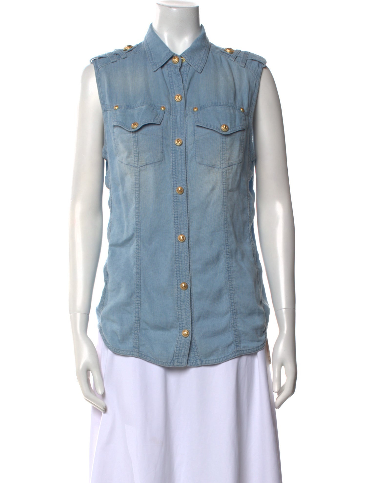Balmain Sleeveless Button-Up Top
