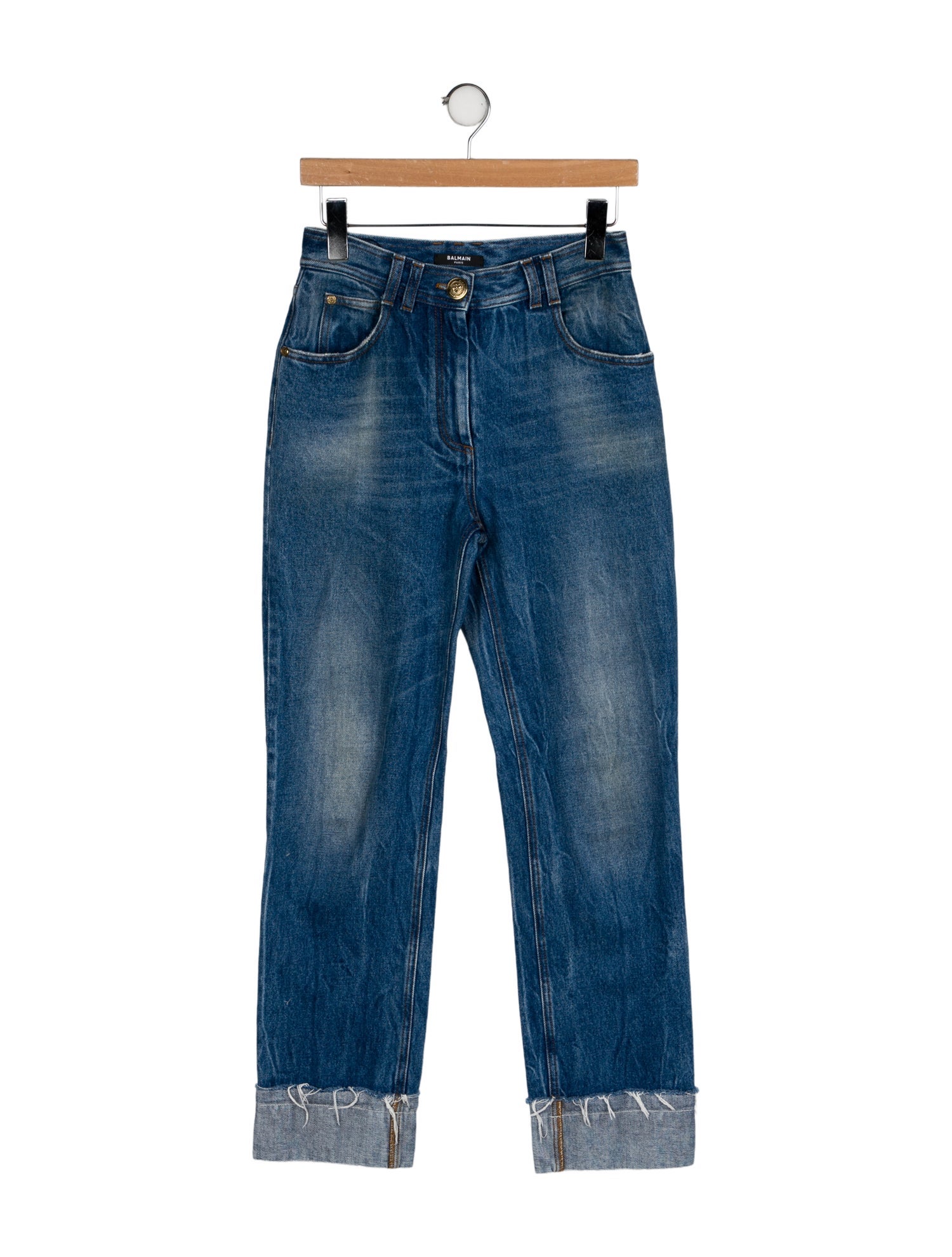 Balmain High-Rise Straight Leg Jeans