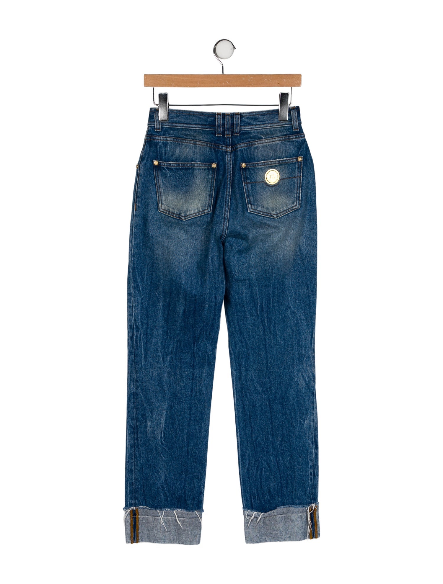 Balmain High-Rise Straight Leg Jeans