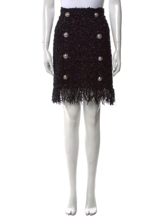 Balmain Fringe Trim Accent Knee-Length Skirt
