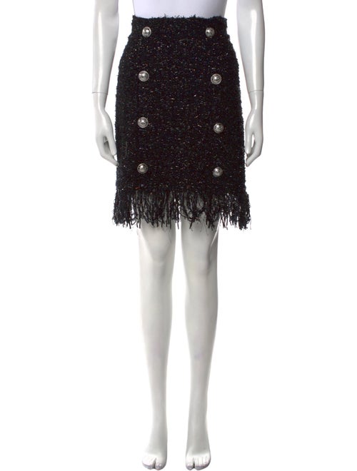 Balmain Fringe Trim Accent Knee-Length Skirt