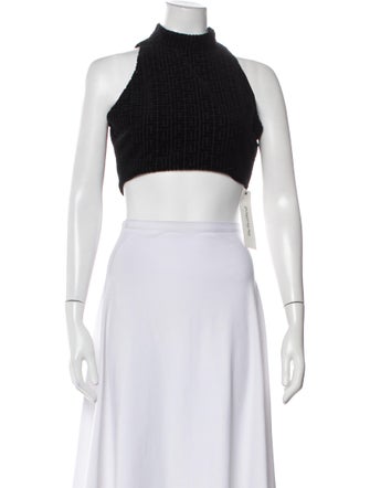Balmain Mock Neck Sleeveless Crop Top