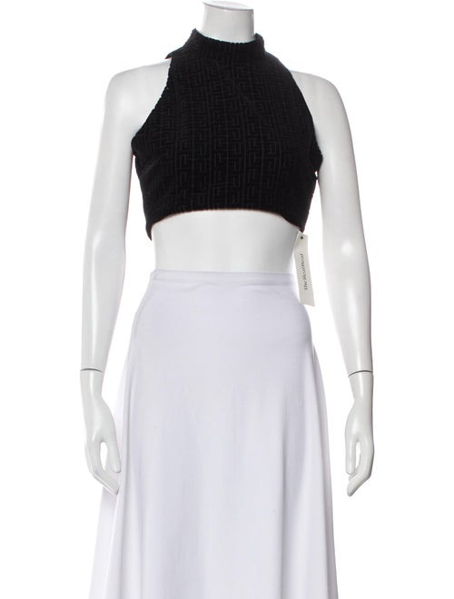 Balmain Mock Neck Sleeveless Crop Top