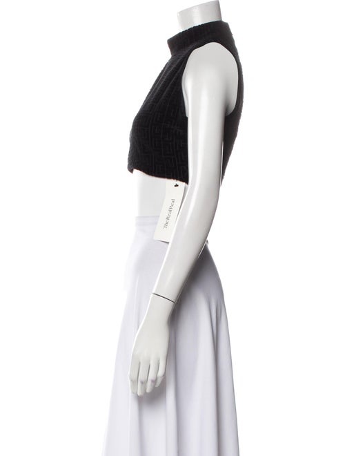 Balmain Mock Neck Sleeveless Crop Top