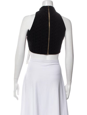 Balmain Mock Neck Sleeveless Crop Top
