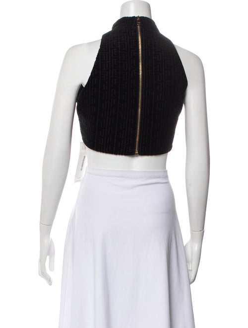 Balmain Mock Neck Sleeveless Crop Top