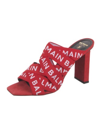 Balmain Suede Printed Slides