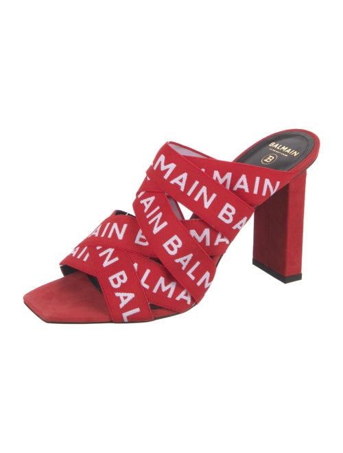 Balmain Suede Printed Slides