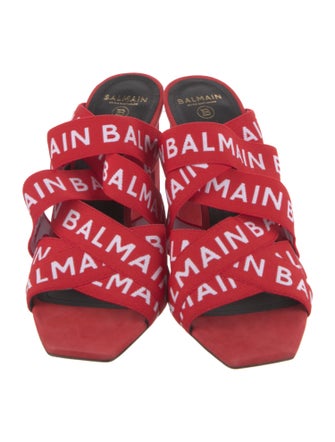 Balmain Suede Printed Slides