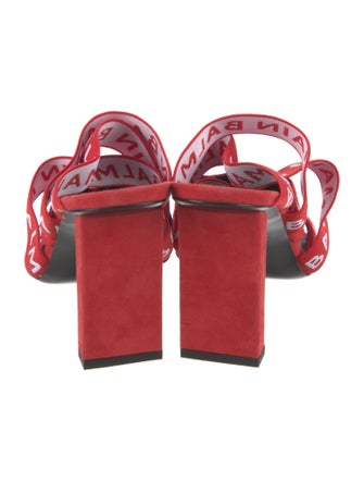 Balmain Suede Printed Slides