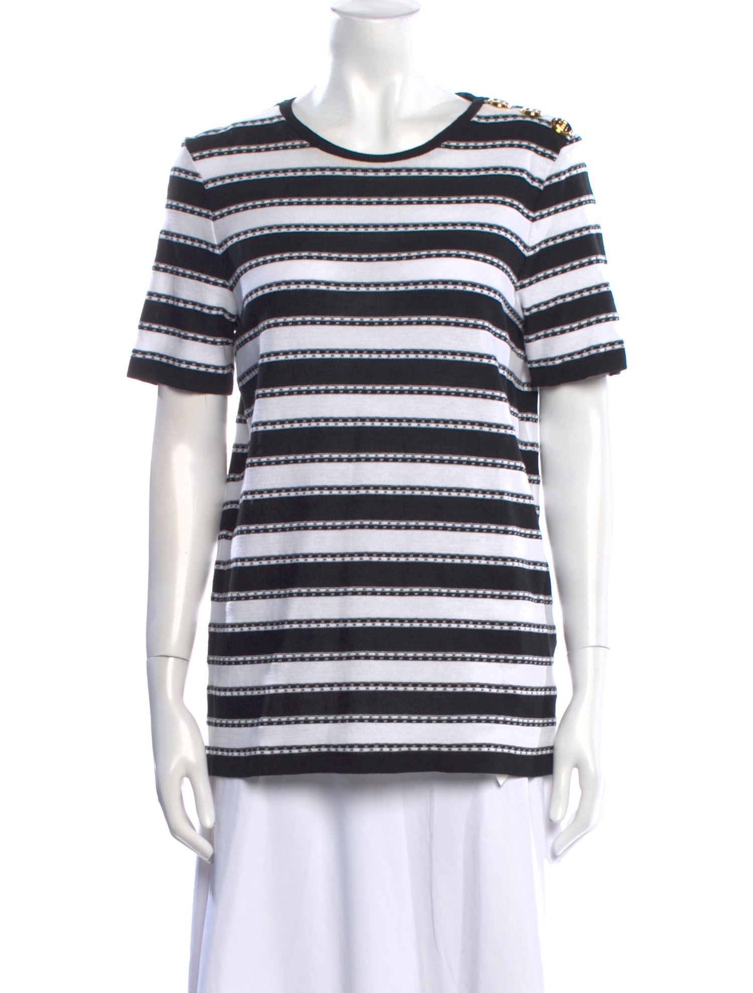 Balmain Striped Crew Neck T-Shirt