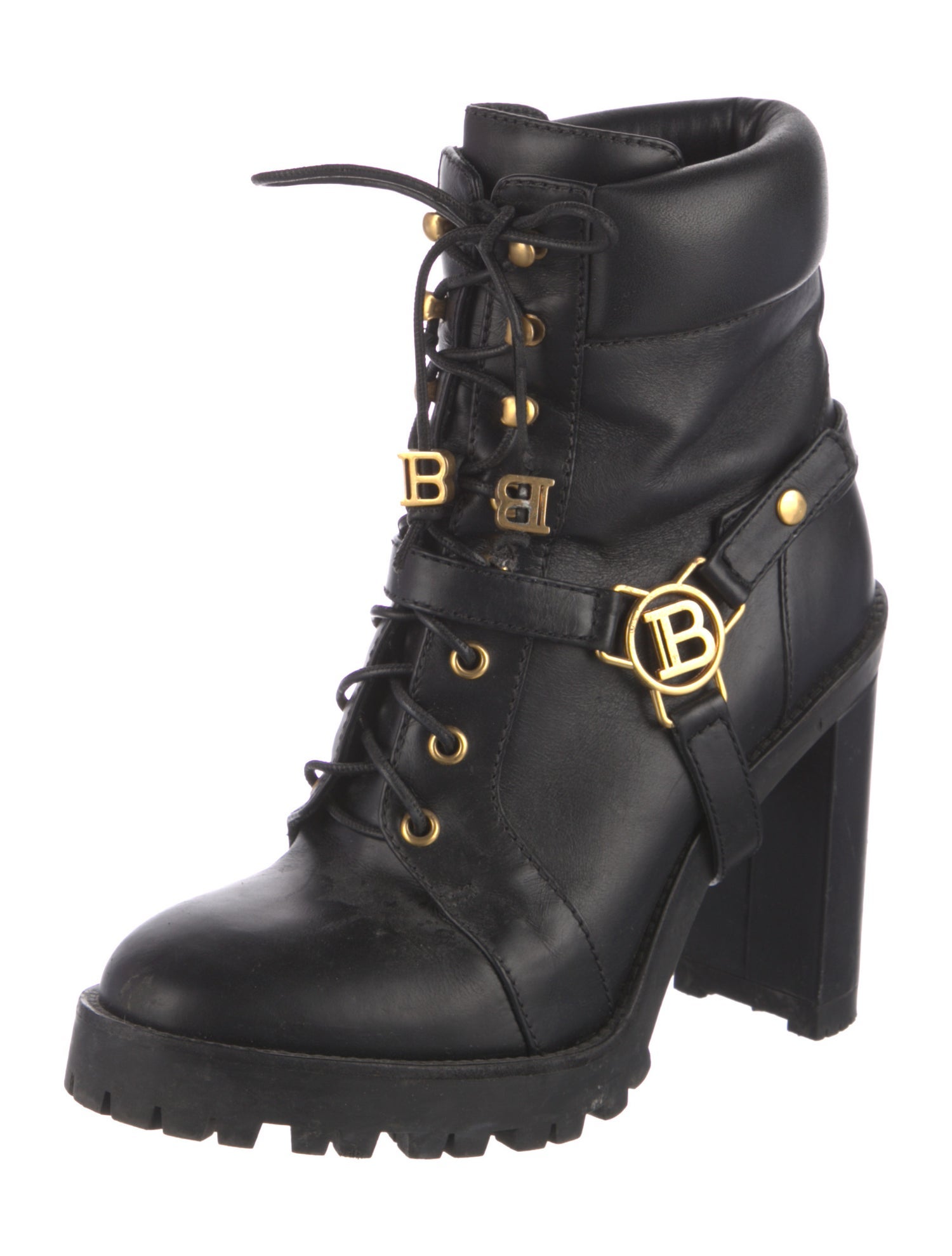 Balmain Leather Combat Boots