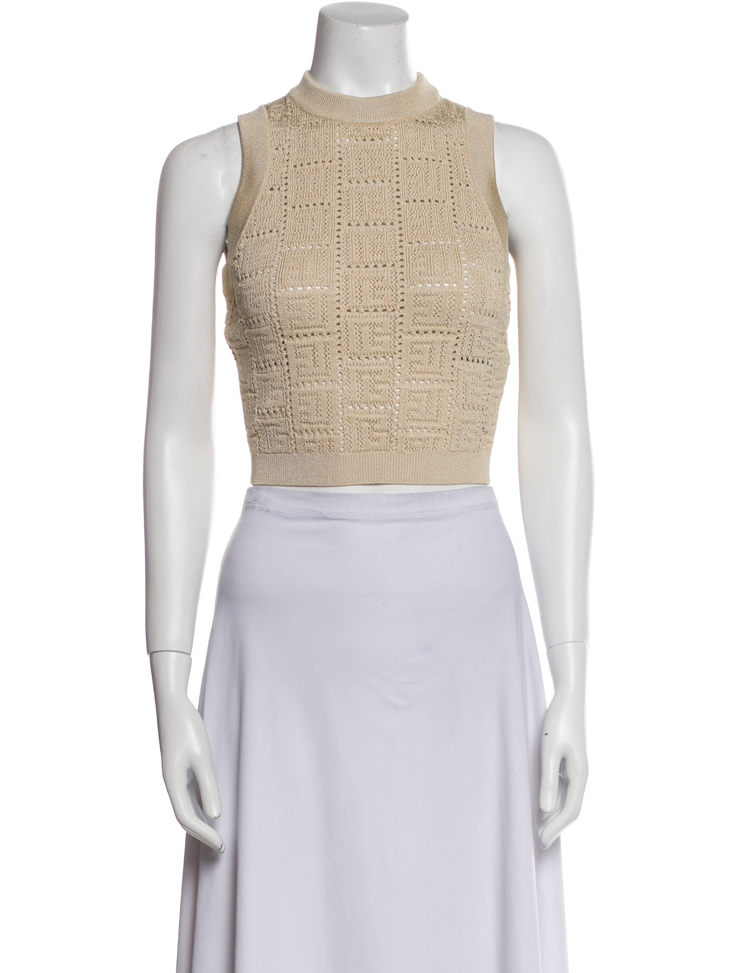 Balmain Mock Neck Sleeveless Crop Top