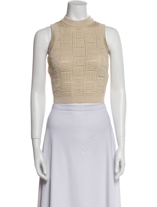 Balmain Mock Neck Sleeveless Crop Top