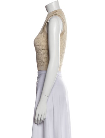 Balmain Mock Neck Sleeveless Crop Top