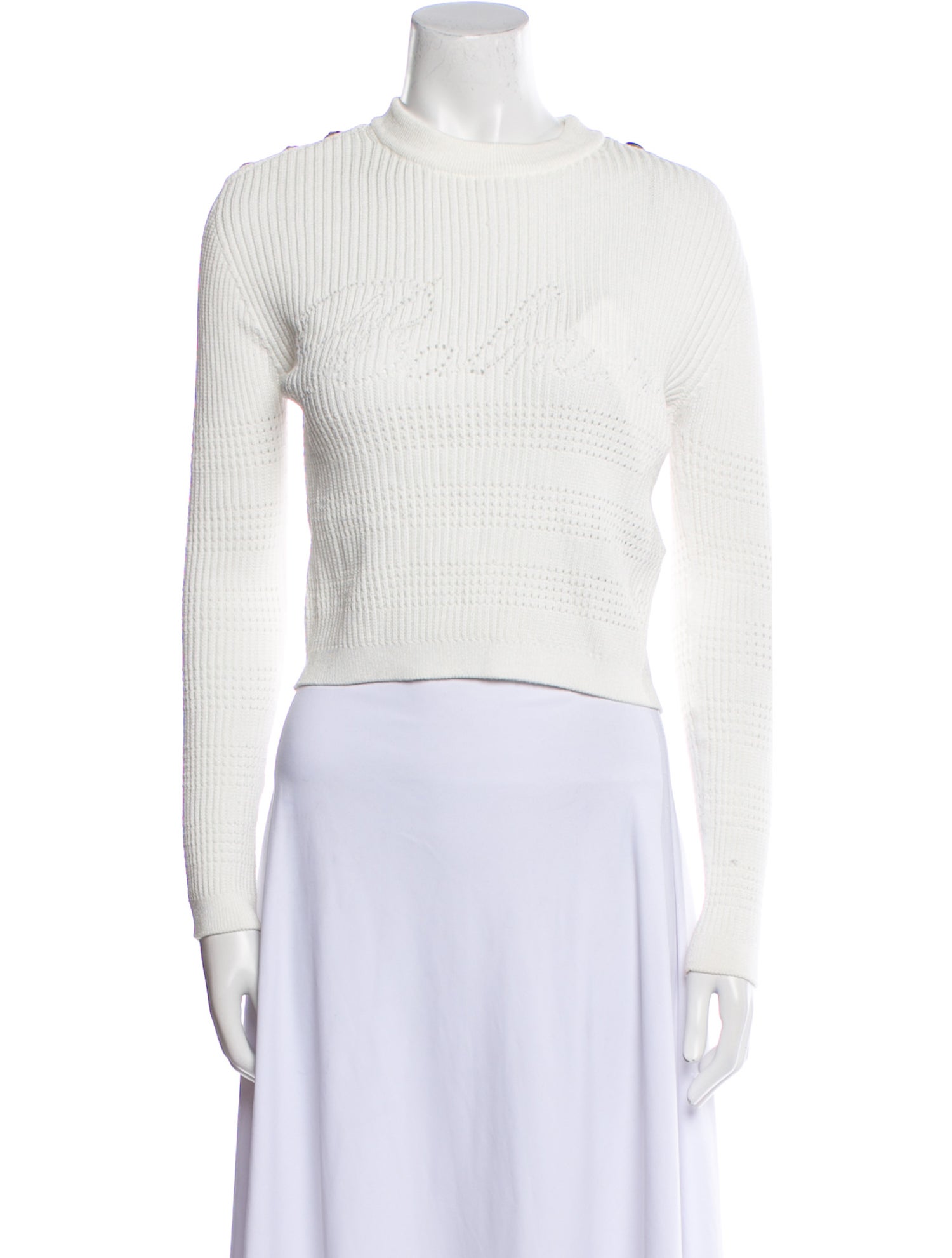 Balmain Mock Neck Long Sleeve Crop Top