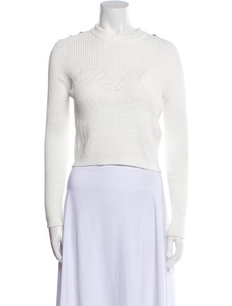 Balmain Mock Neck Long Sleeve Crop Top