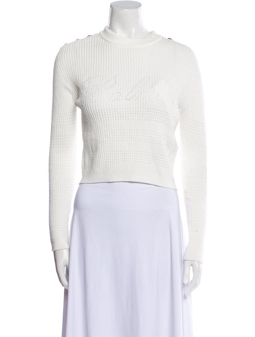 Balmain Mock Neck Long Sleeve Crop Top