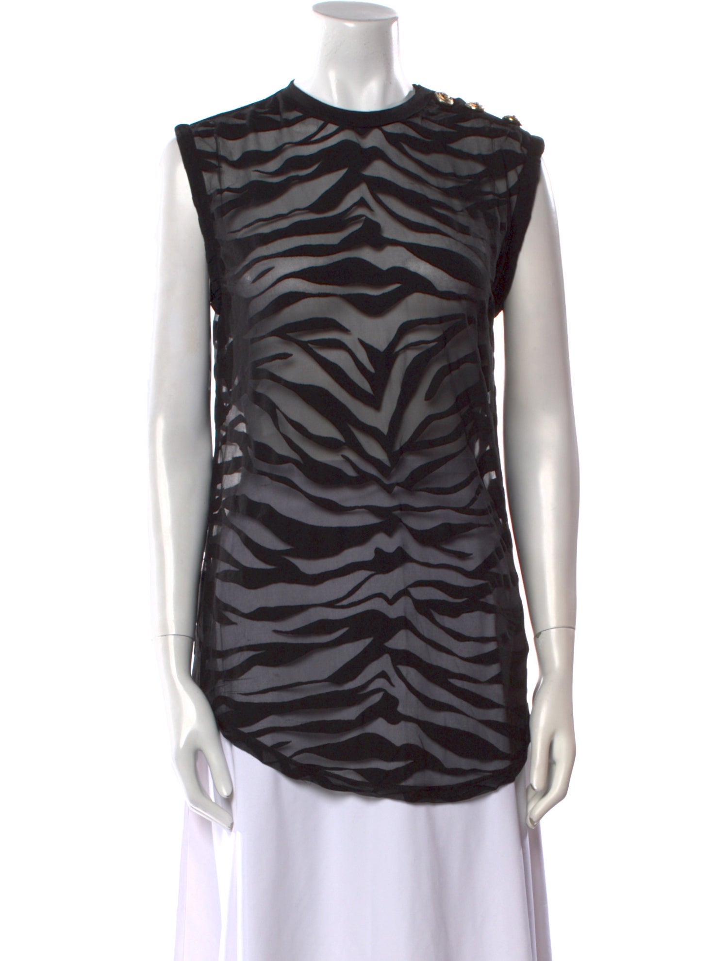 Balmain Animal Print Crew Neck Top