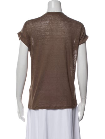 Balmain Linen Scoop Neck T-Shirt