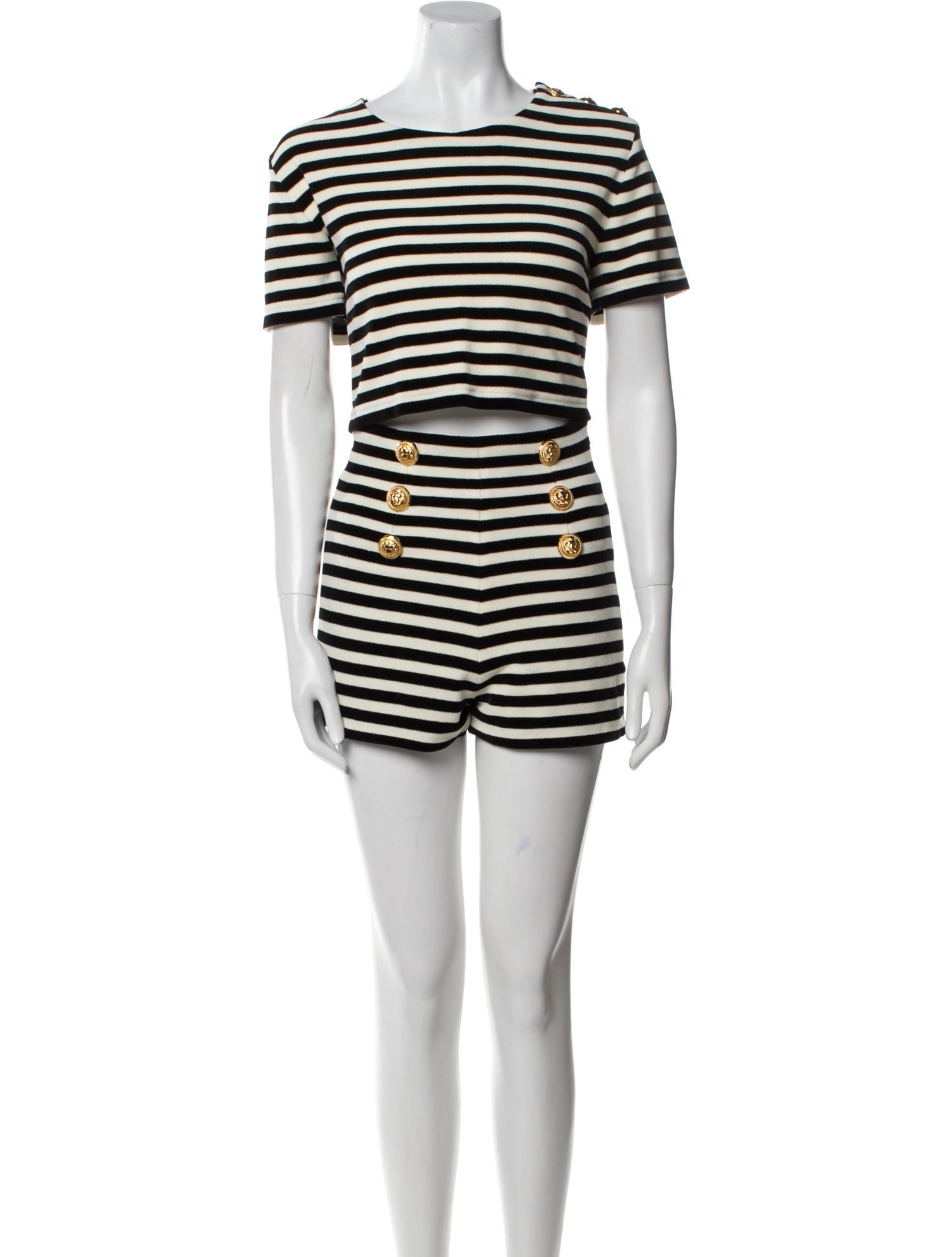 Balmain Velvet Striped Short Set