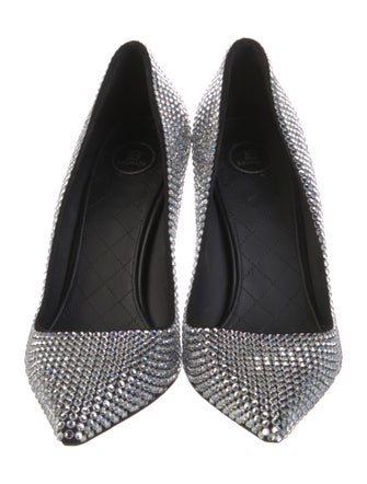 Balmain Signature Logo Leather Slingback Pumps
