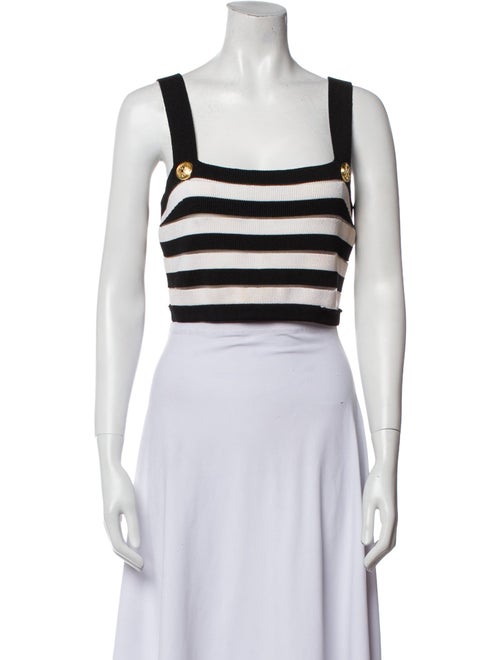 Balmain Striped Square Neckline Crop Top