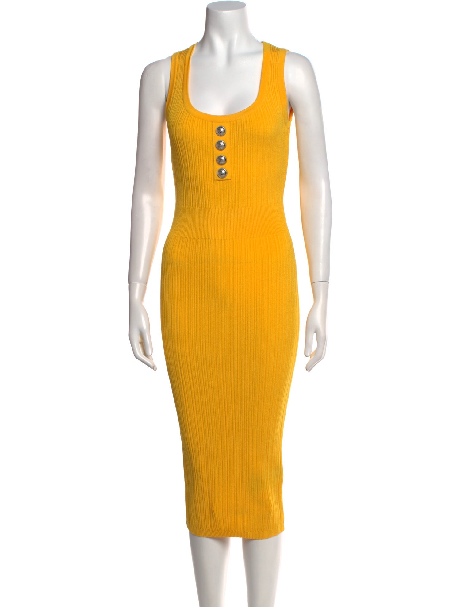 Balmain Scoop Neck Midi Length Dress