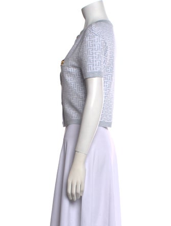 Balmain Printed Crew Neck Crop Top