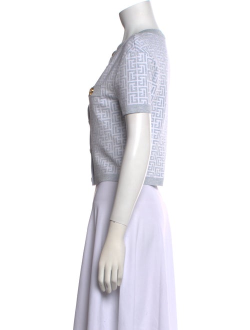 Balmain Printed Crew Neck Crop Top