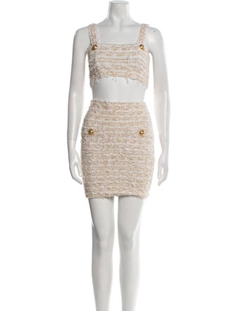 Balmain Tweed Tweed Pattern Skirt Set