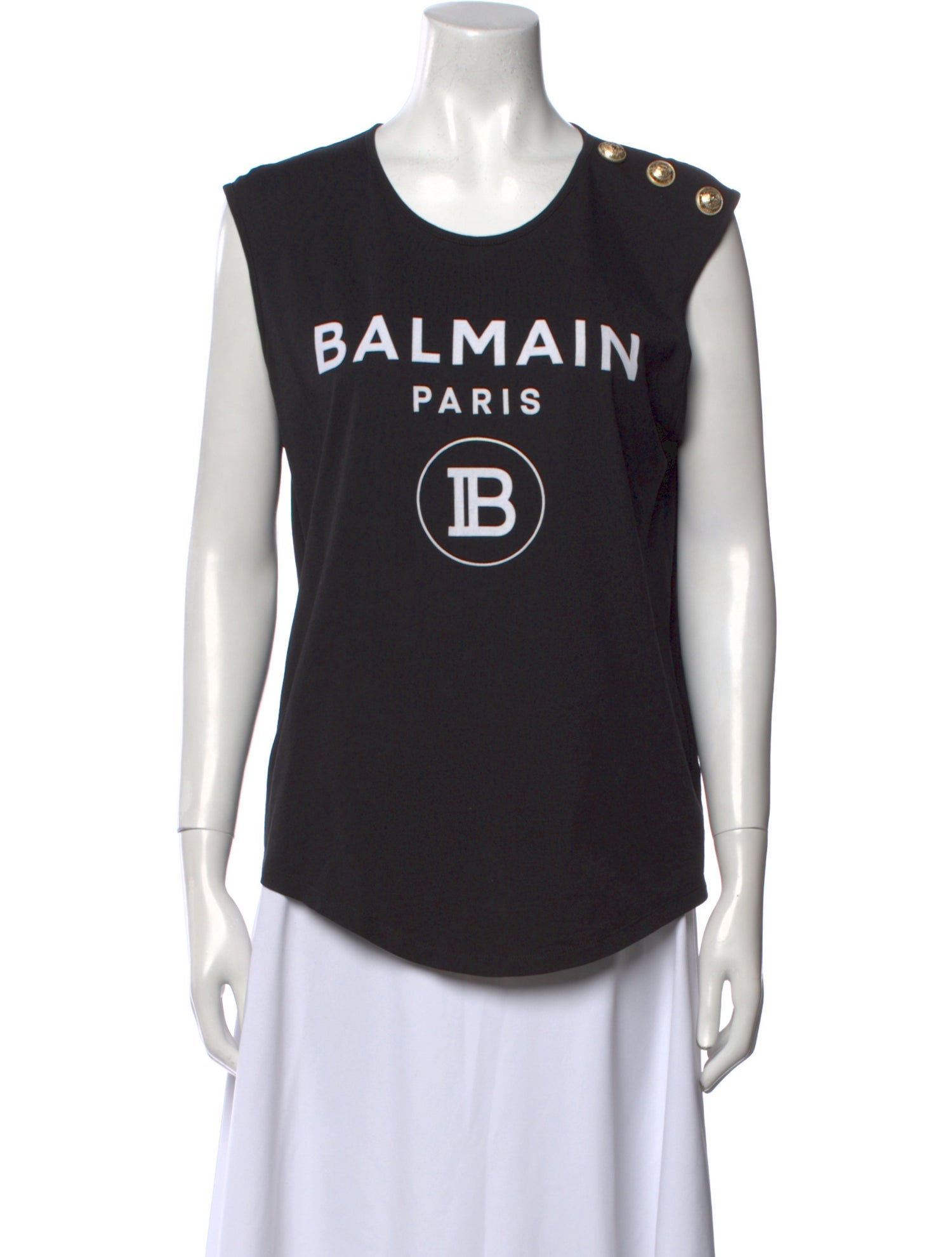 Balmain Graphic Print Scoop Neck Top