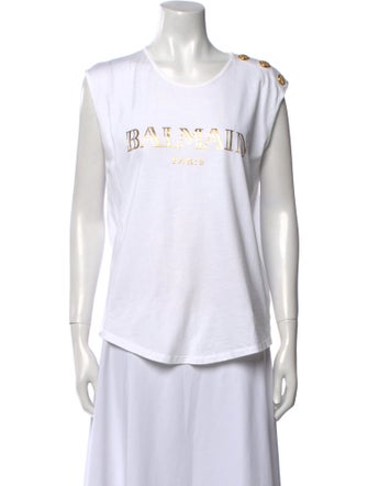 Balmain Graphic Print Scoop Neck T-Shirt
