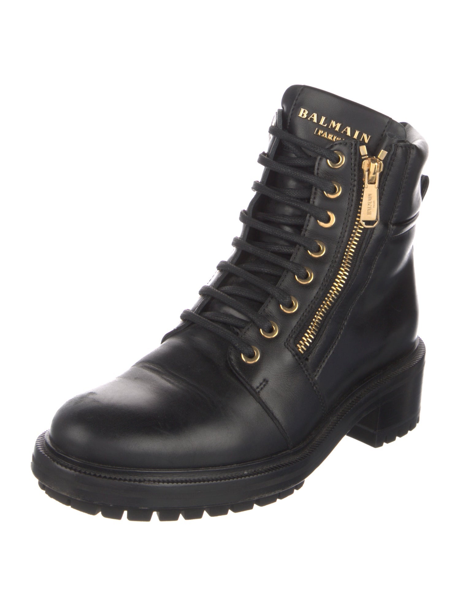 Balmain Leather Combat Boots