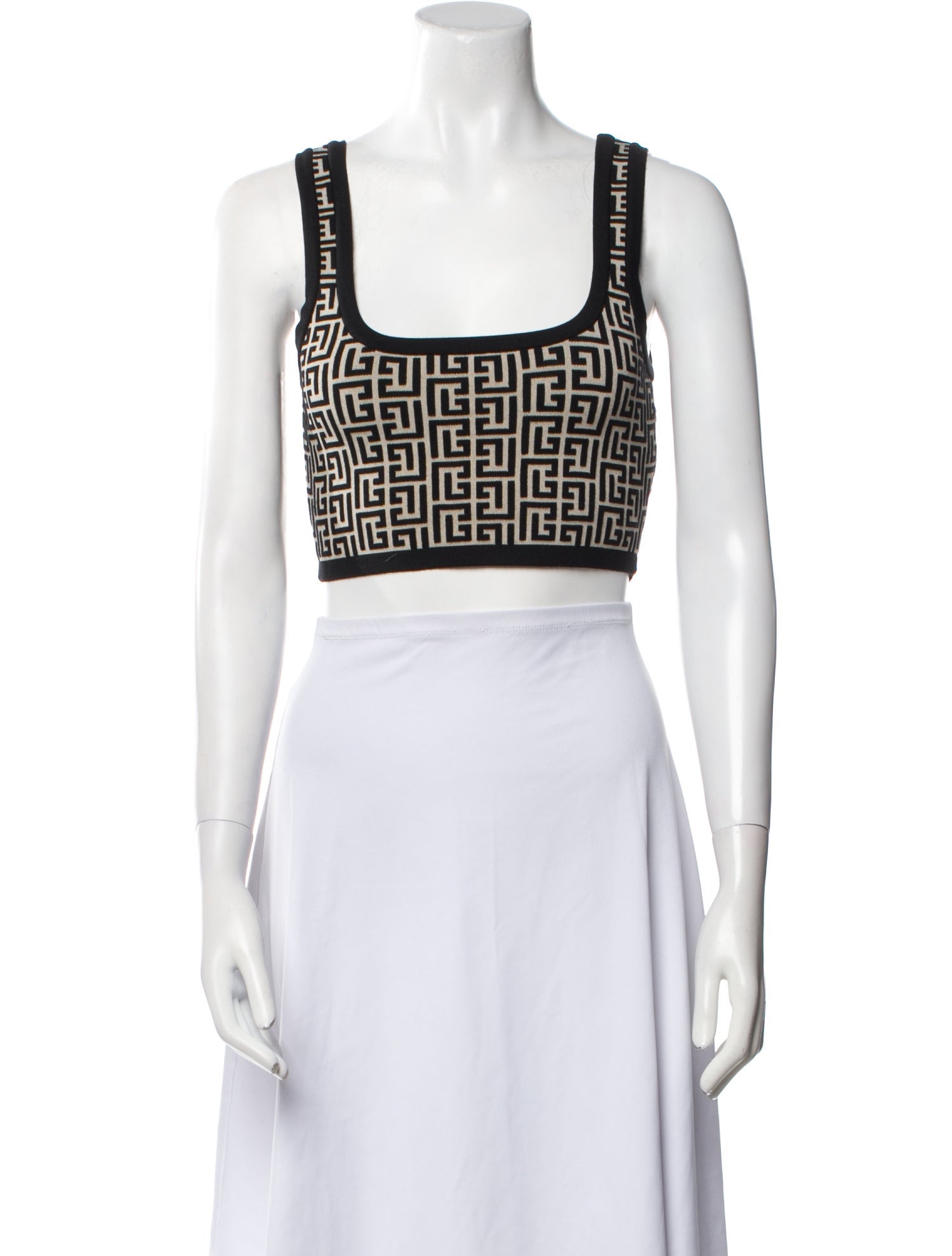 Balmain Virgin Wool Printed Crop Top