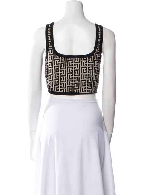 Balmain Virgin Wool Printed Crop Top