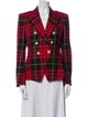 Balmain Wool Plaid Print Blazer