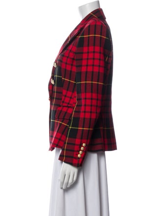 Balmain Wool Plaid Print Blazer