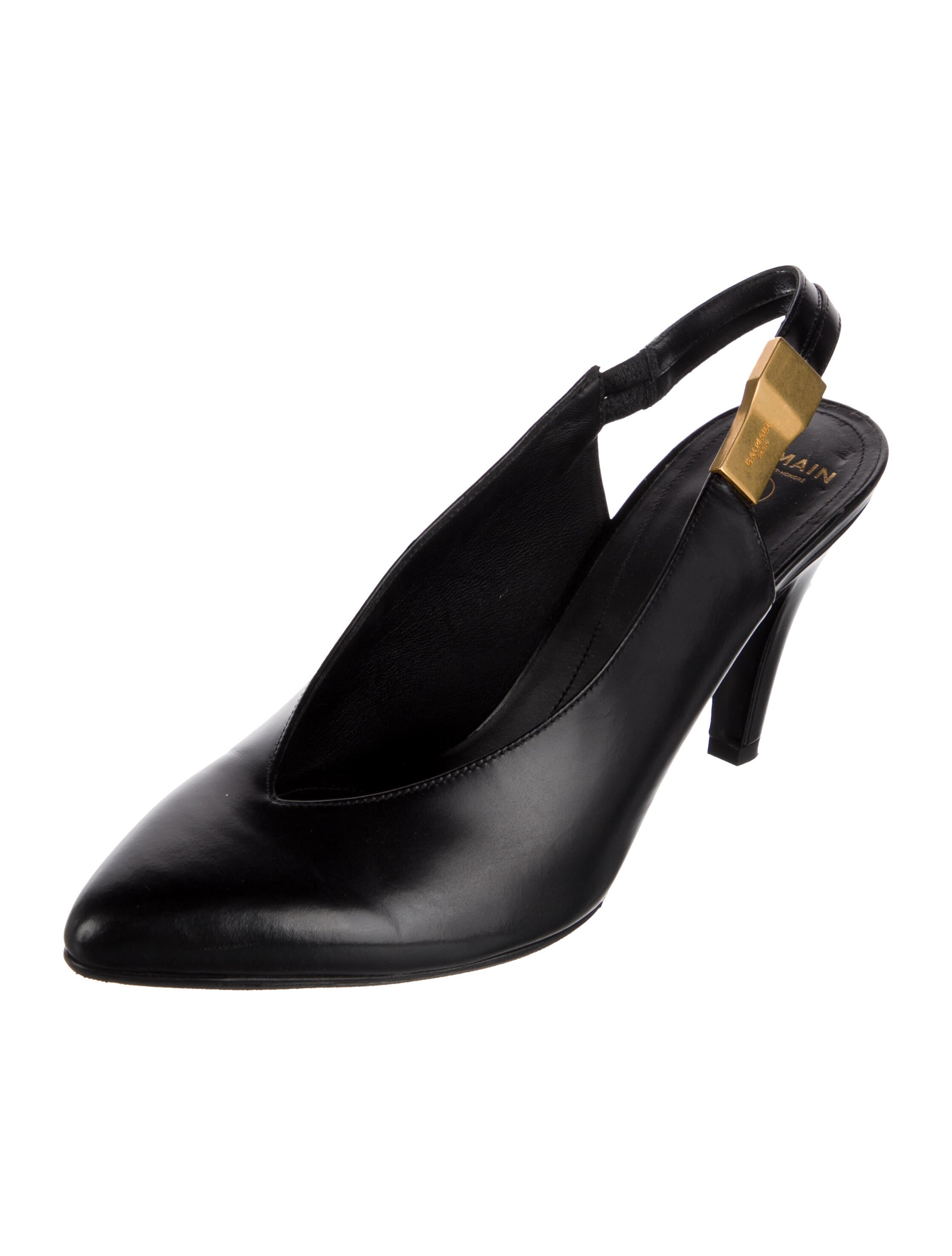 Balmain Leather Slingback Pumps