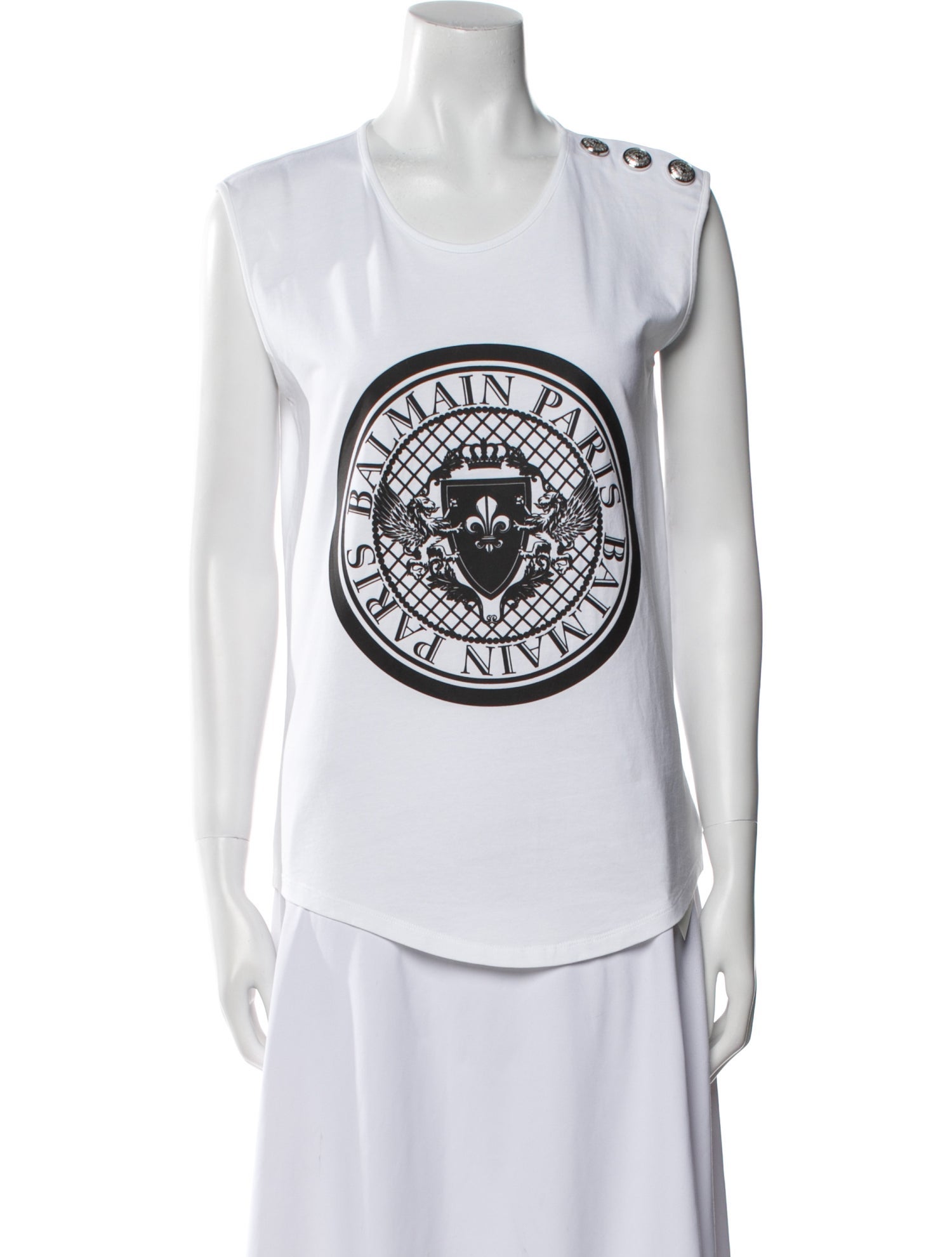 Balmain Graphic Print Scoop Neck T-Shirt