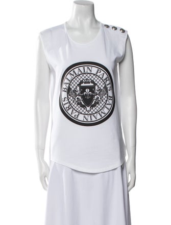 Balmain Graphic Print Scoop Neck T-Shirt